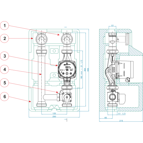 Насосна група Womix SMT 125 - DN 32 (1 1/4') з ізоляцією і без насоса 607 061