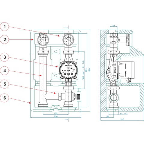Насосна група Womix SMTC1 125 - DN 25 (1') з ізоляцією і без насоса 606 071