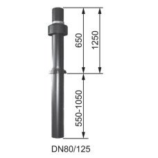 Комплект проходу вертик концетр Wolf DN 80/125 через пласку покрівлю 1,2 - 1,7 м 2651 475