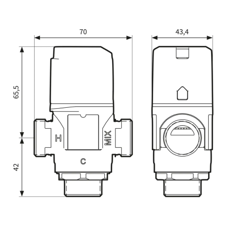 Кран термостат. змішувальний AFriso ATM - 343 3/4' DN 15 35-60° 1234310