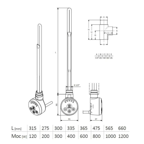 Тен TERMA MEG 0.8 kw білий