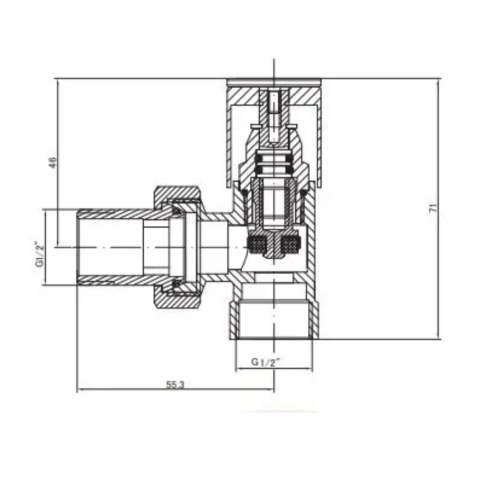 Комплект кранів для сушки Invena CZ-33-K15 1/2' кутові чорні