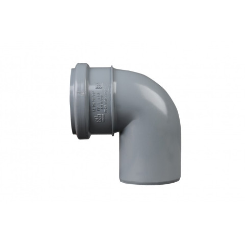 Коліно каналізаційне AQUER Sanibud 75 (сіре) 90°