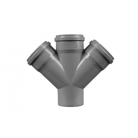Хрестовина каналізаційна Sanibud (сіра) 110/110/110 45°